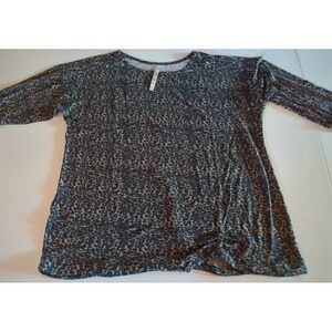 Retreat by Rhonda Shear Women's XL Leopard Print Long Sleeve Top Polyester